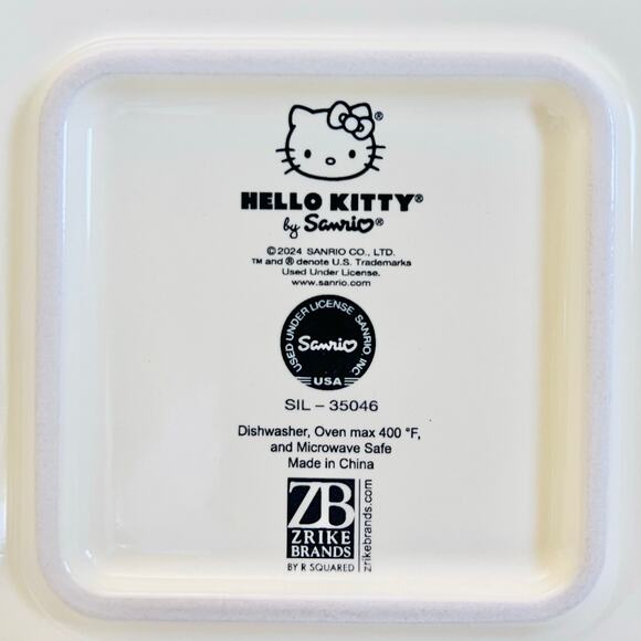 Hello Kitty Square Baking Pan 9" Christmas Let it Snow Ceramic Casserole - Picture 3 of 8